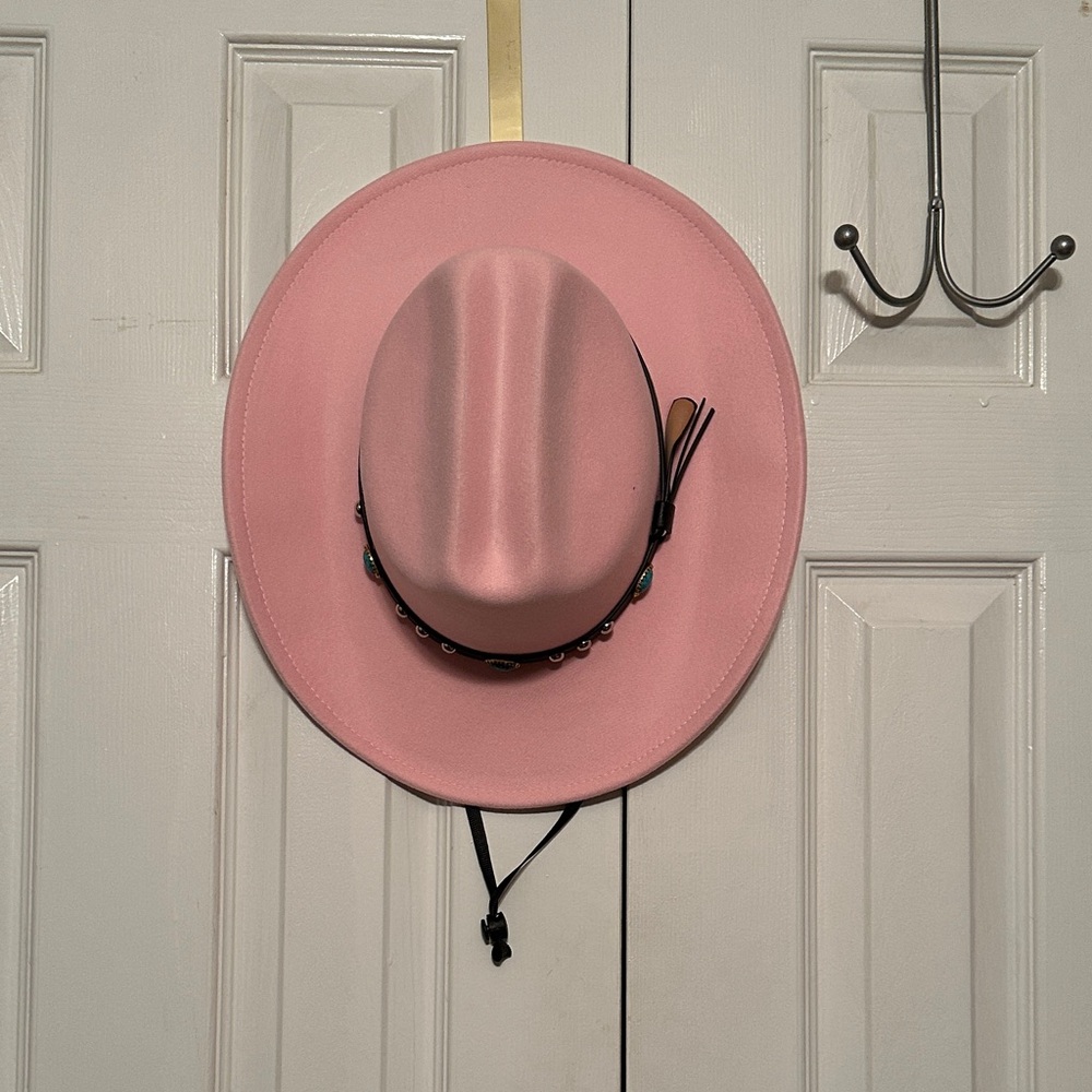 Pink Women's Hat with Beaded Band